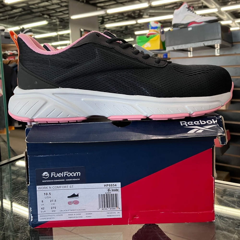 Women’s Reebok Work and Comfort ST Black Pink Fuel Foam Size 10.5 - Picture 2 of 9